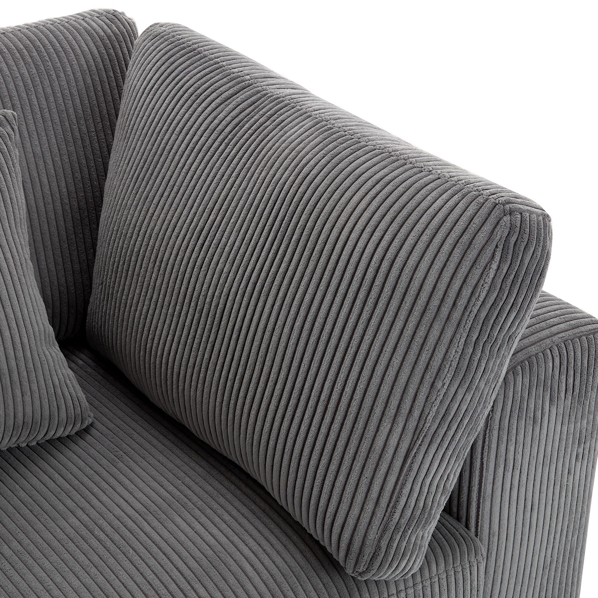 105 Corduroy Upholstered 3-seater Sofa with Removable Back Cushions and 5 Pillows for Living Room