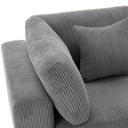 105 Corduroy Upholstered 3-seater Sofa with Removable Back Cushions and 5 Pillows for Living Room