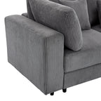 105 Corduroy Upholstered 3-seater Sofa with Removable Back Cushions and 5 Pillows for Living Room