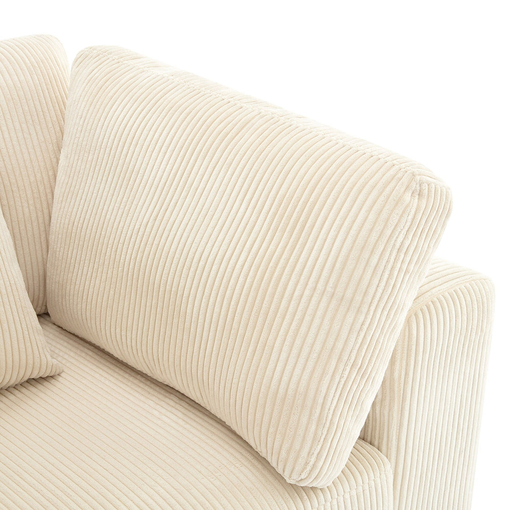 105 Corduroy Upholstered 3-seater Sofa with Removable Back Cushions and 5 Pillows for Living Room