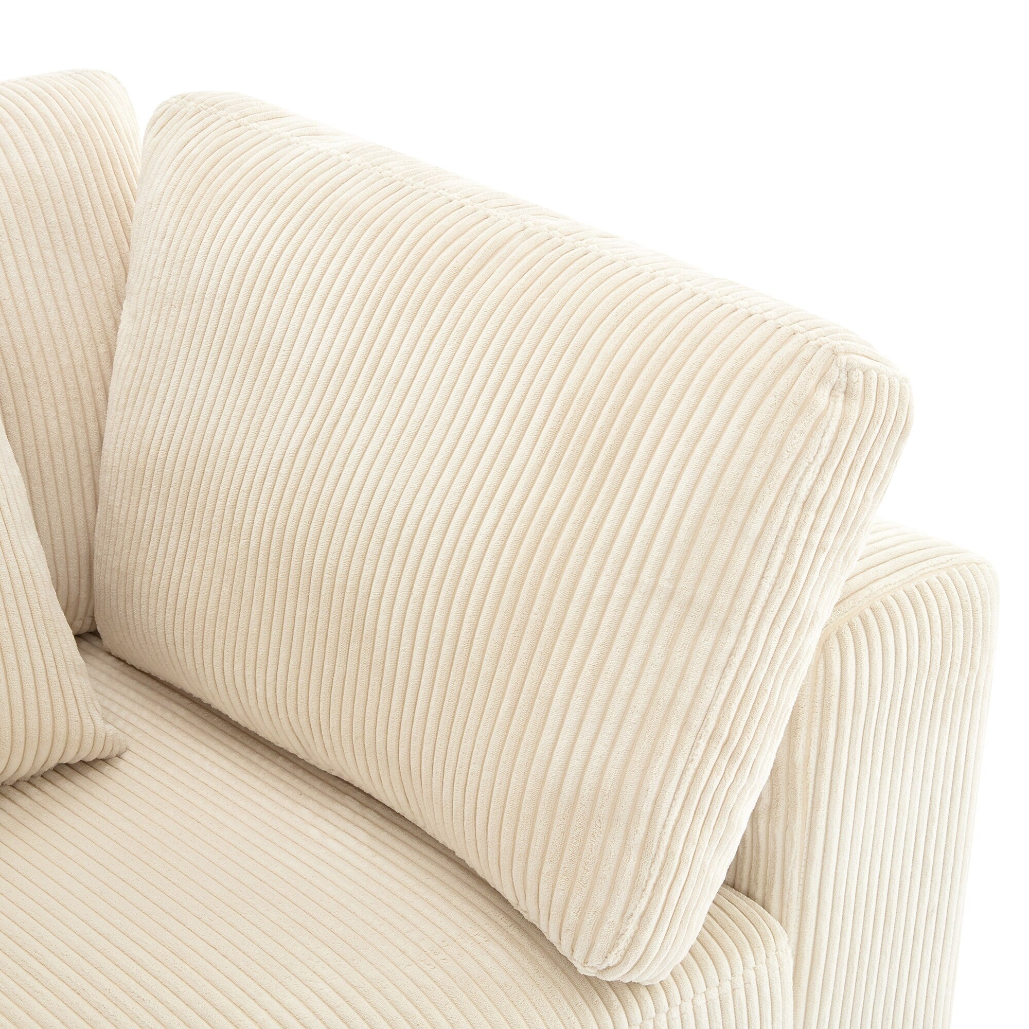 105 Corduroy Upholstered 3-seater Sofa with Removable Back Cushions and 5 Pillows for Living Room