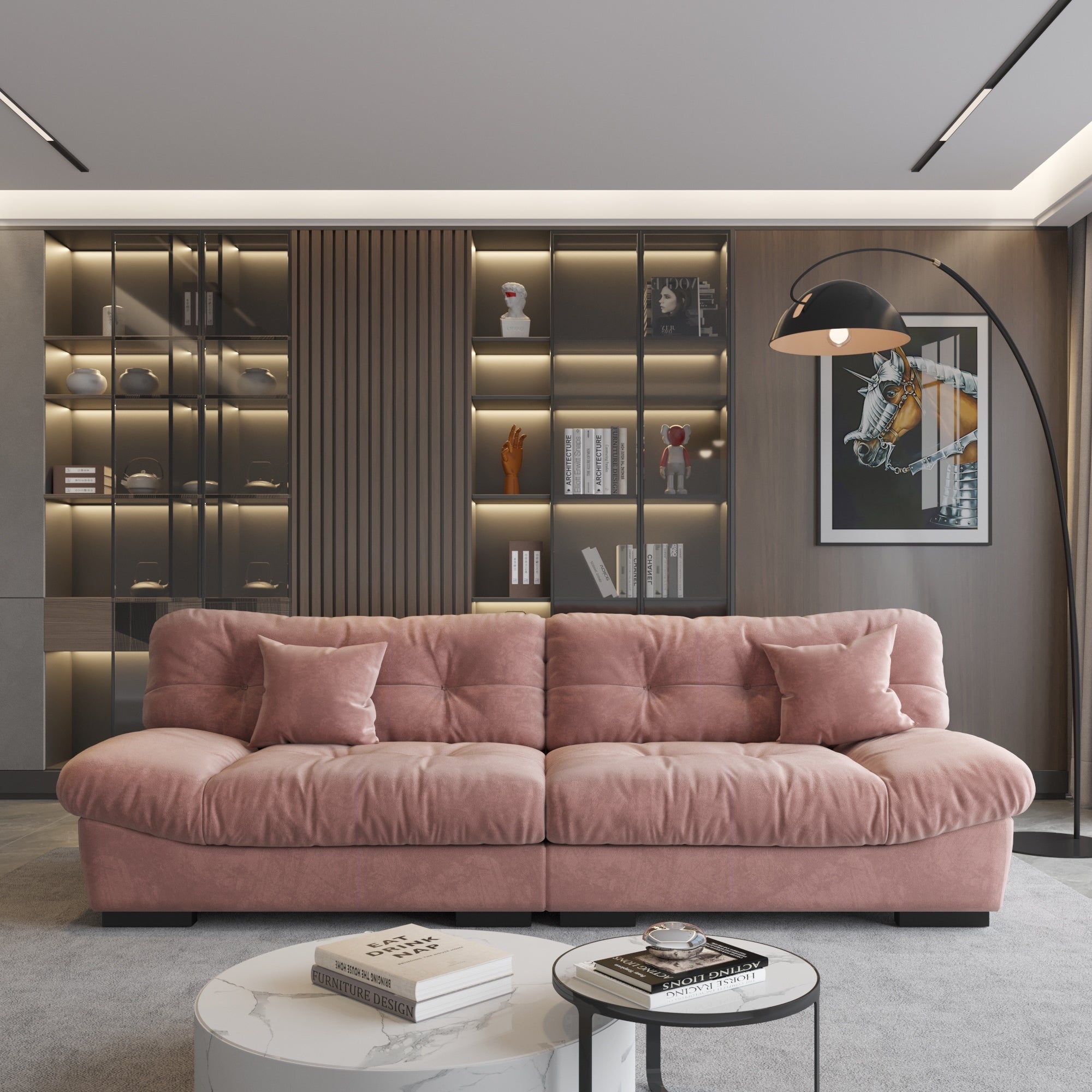 105'' Minimalism Cloud Sofa Loveseat with Two Pillow