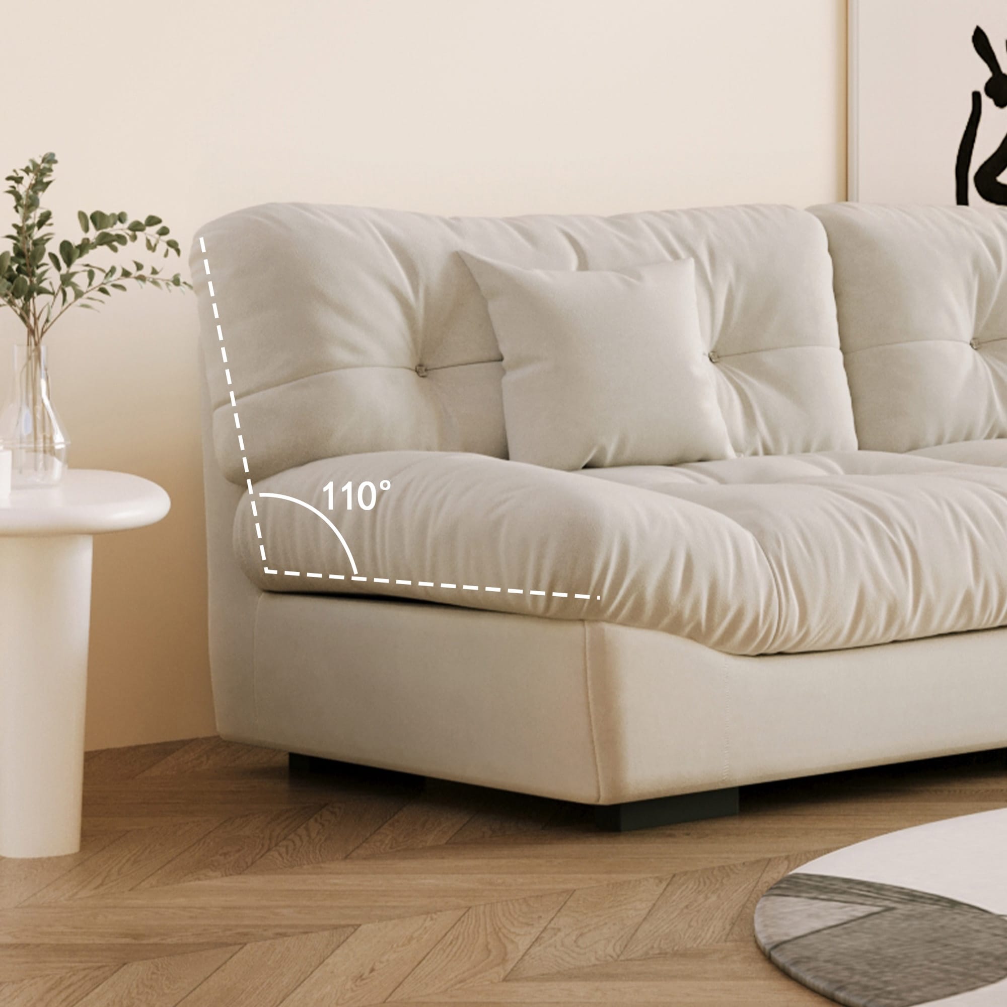 105'' Minimalism Cloud Sofa Loveseat with Two Pillow