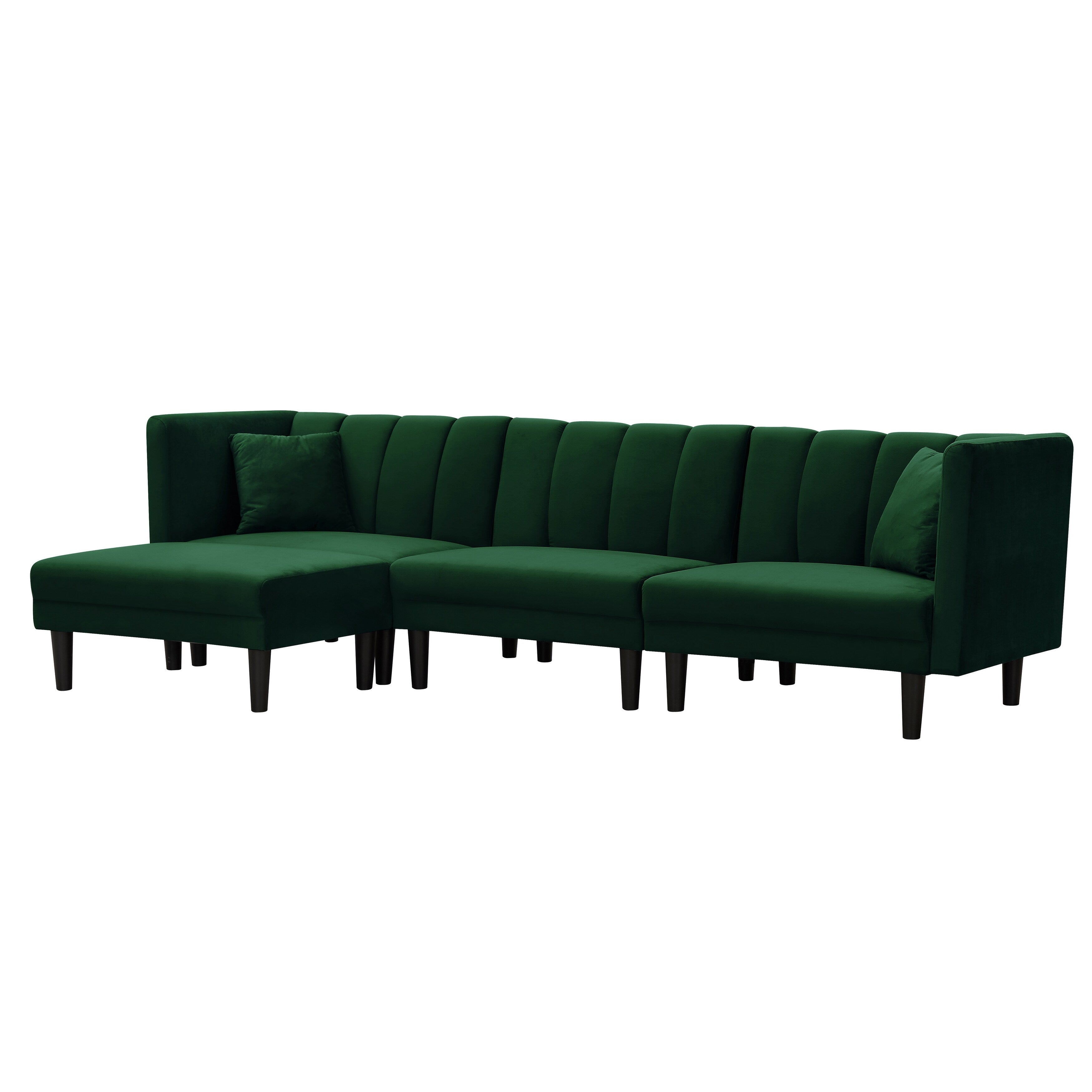 106.7'' Velvet Reversible 3-Seater Sectional Sofa with Sleeper and Chaise