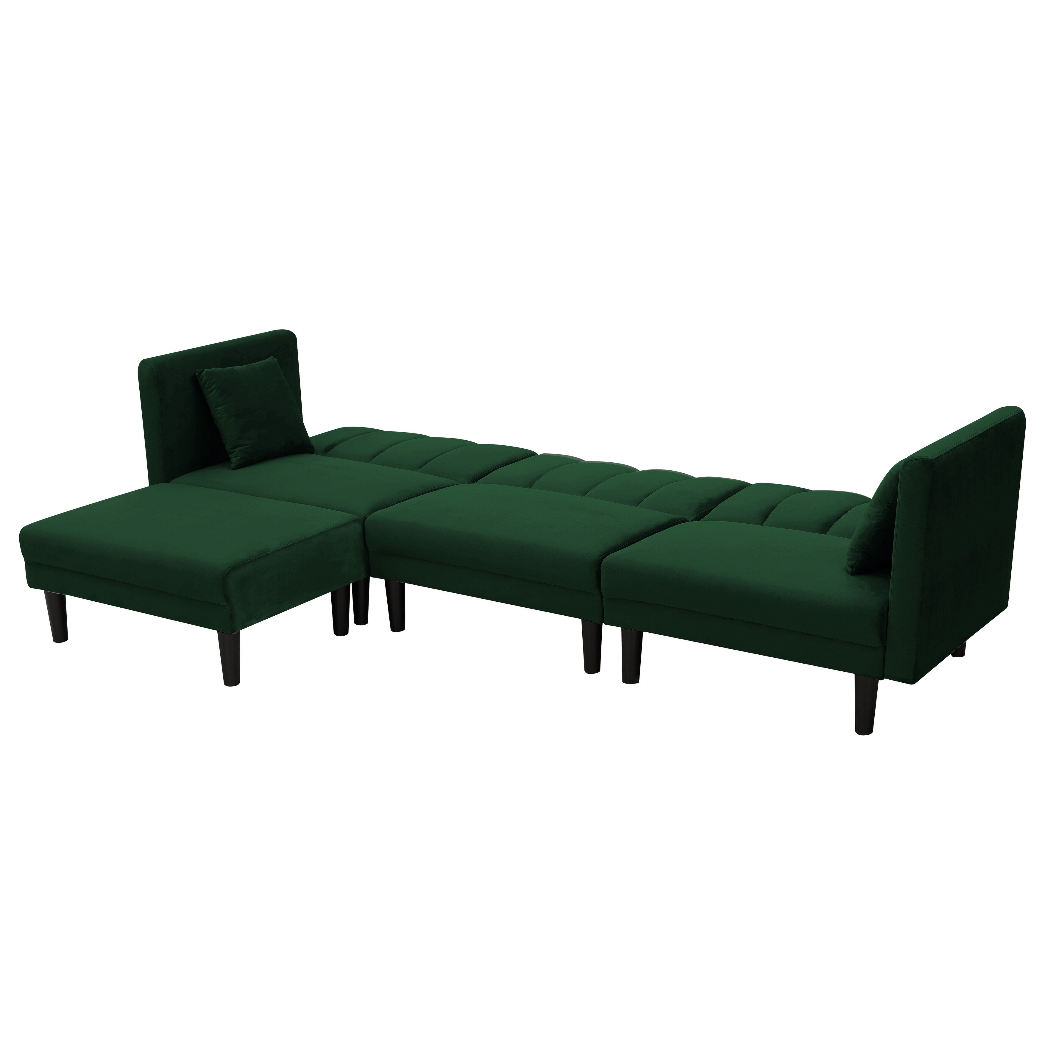 106.7'' Velvet Reversible 3-Seater Sectional Sofa with Sleeper and Chaise
