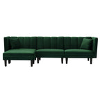 106.7'' Velvet Reversible 3-Seater Sectional Sofa with Sleeper, Chaise, Adjustable Backrest, and Pillows