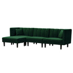 106.7'' Velvet Reversible 3-Seater Sectional Sofa with Sleeper, Chaise, Adjustable Backrest, and Pillows