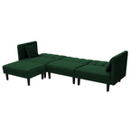 106.7'' Velvet Reversible 3-Seater Sectional Sofa with Sleeper, Chaise, Adjustable Backrest, and Pillows