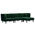 106.7'' Velvet Reversible 3 Seater Sectional Sofa, Convertible Sleeper, with Adjustable Backrest, Chaise, 2 Pillows