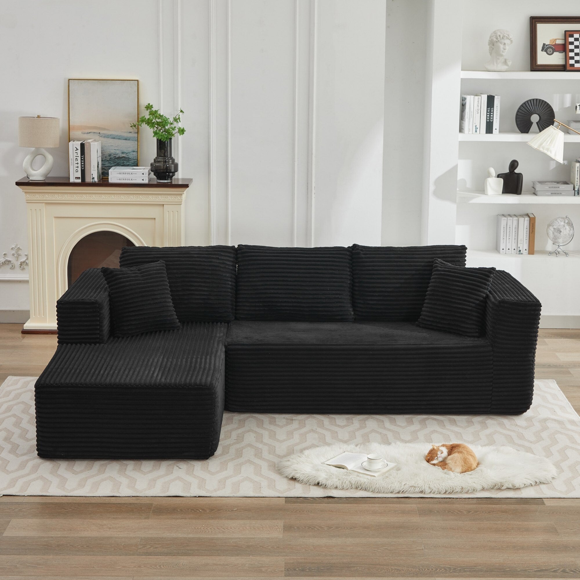 106 Cloud Sectional Couch L-Shape With Left Facing Chaise,Deep Seat Modern Modular Sofa For Living Room,No Assembly Required