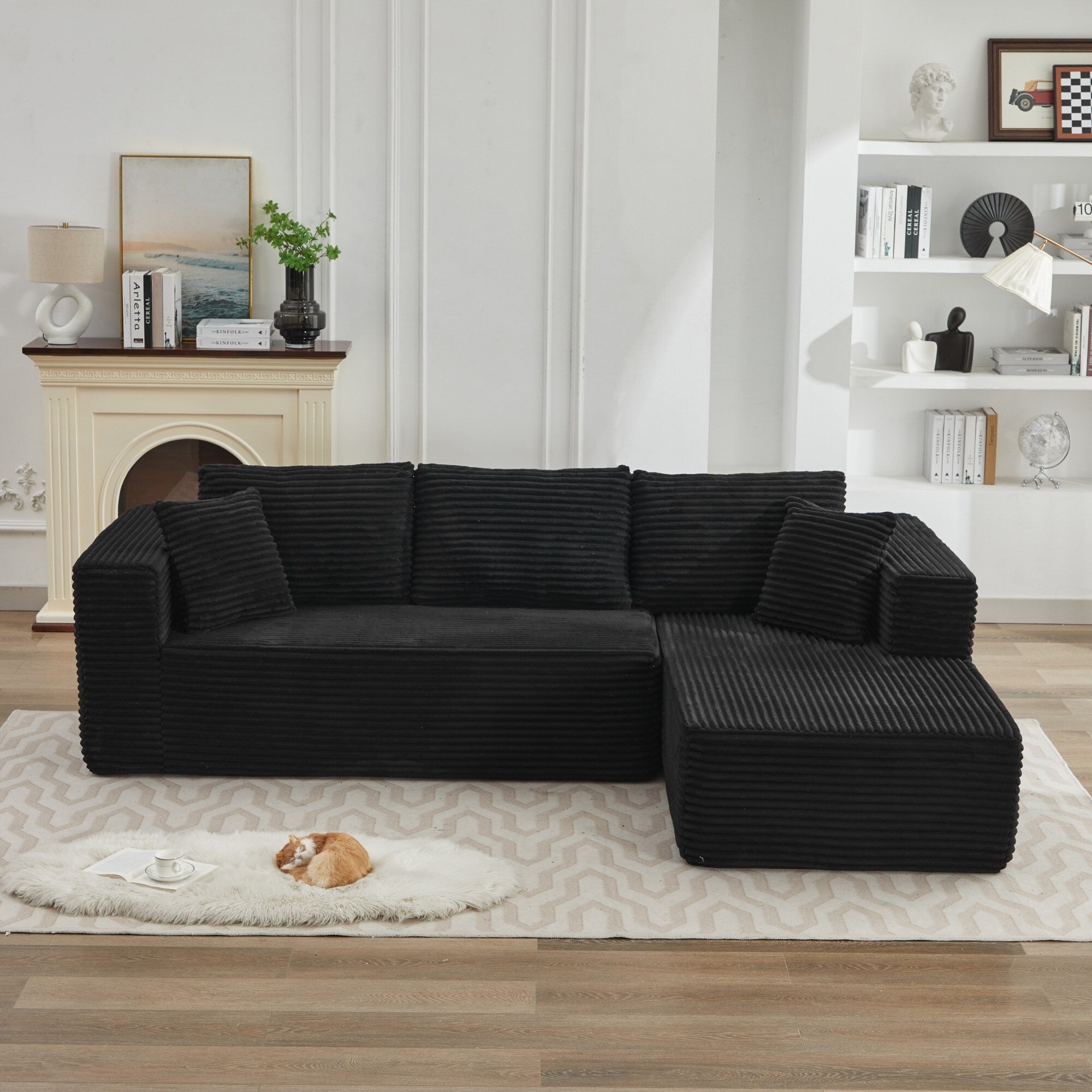 106 Cloud Sectional Couch L-Shape With Right Facing Chaise,Deep Seat Modern Modular Sofa For Living Room,No Assembly Required