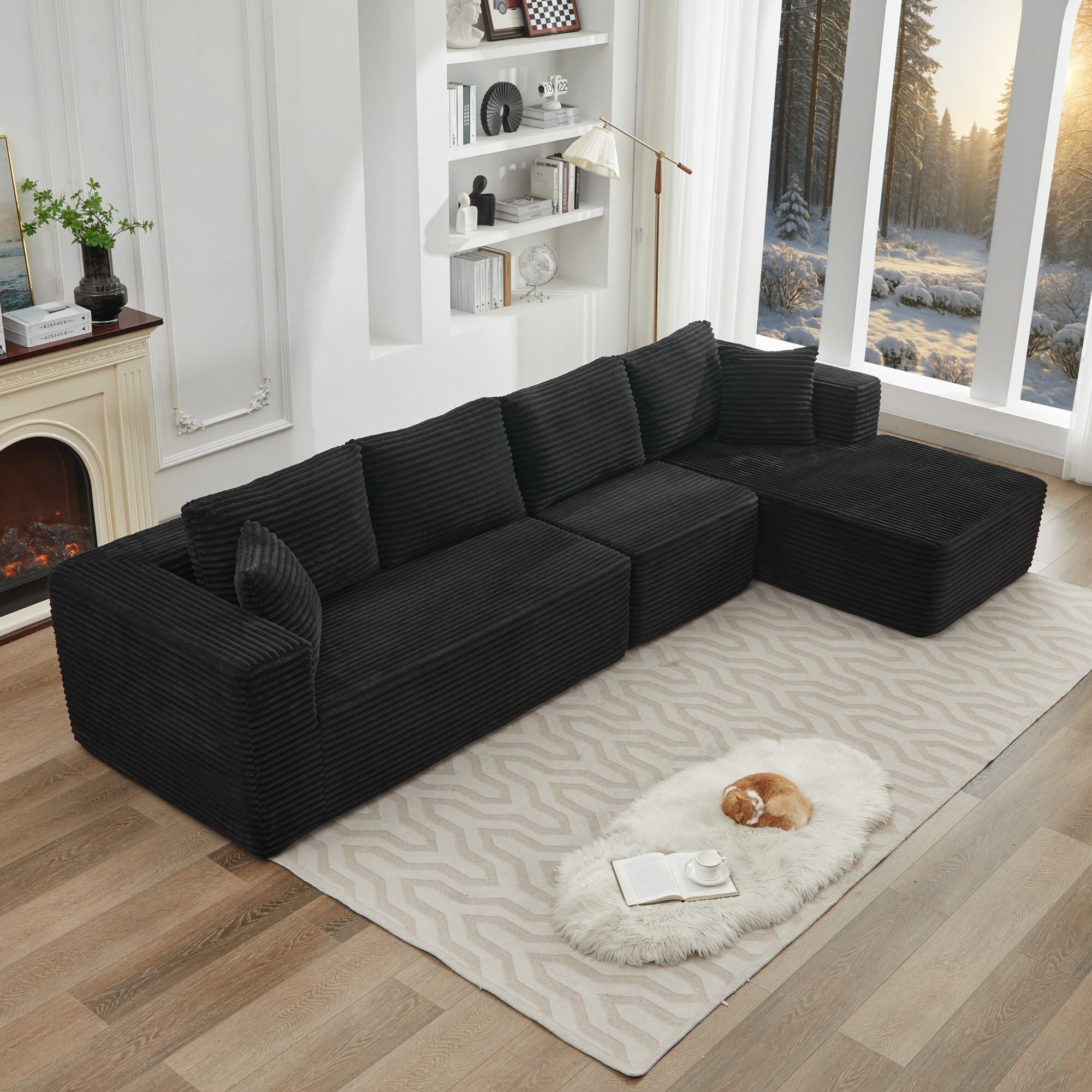106 Cloud Sectional Couch L-Shape With Right Facing Chaise,Deep Seat Modern Modular Sofa For Living Room,No Assembly Required