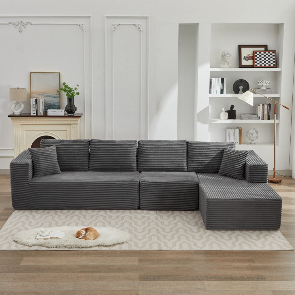 106 Cloud Sectional Couch L-Shape With Right Facing Chaise,Deep Seat Modern Modular Sofa For Living Room,No Assembly Required