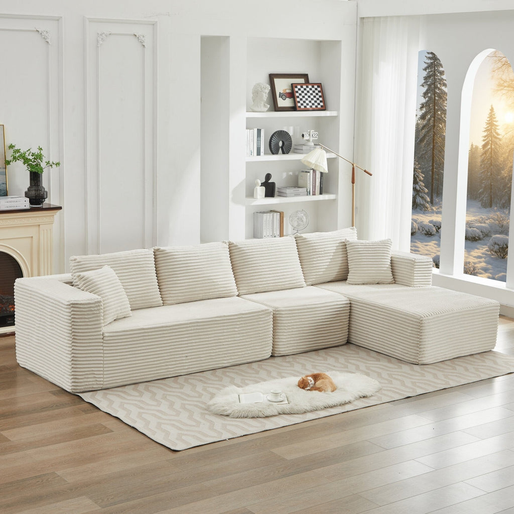 106 Cloud Sectional Couch L-Shape With Right Facing Chaise,Deep Seat Modern Modular Sofa For Living Room,No Assembly Required