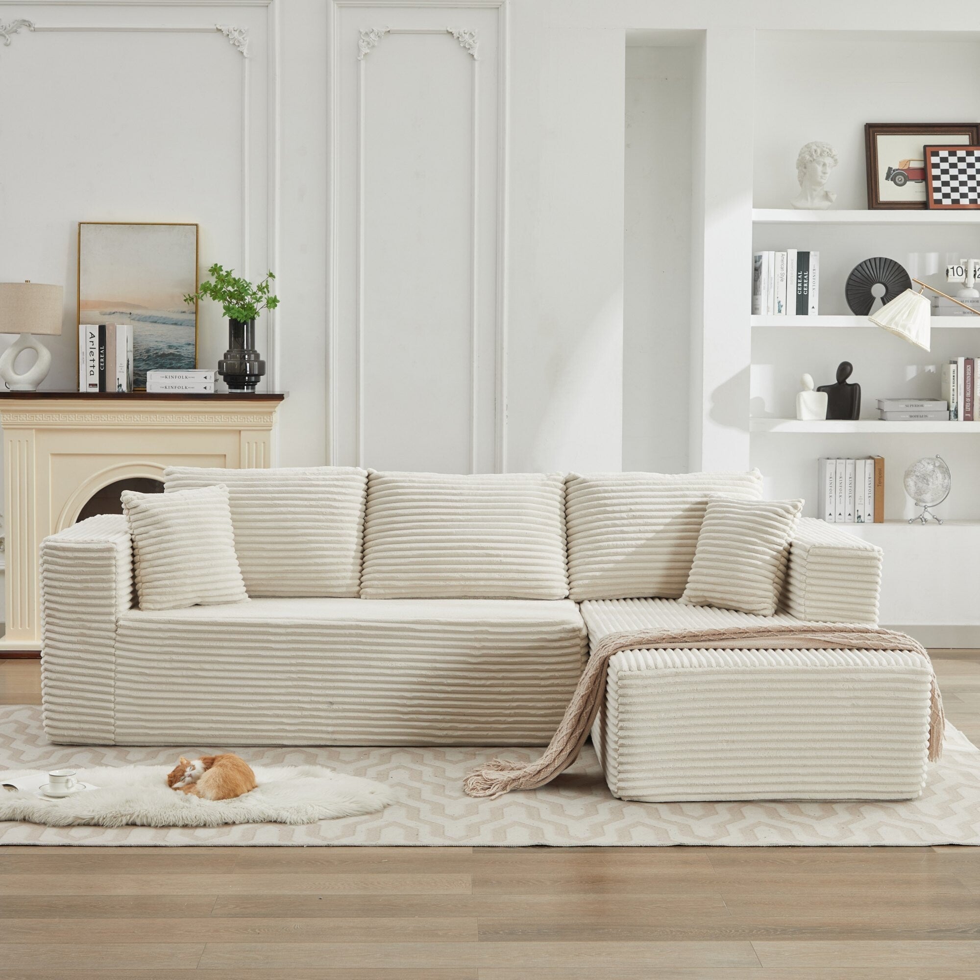 106 Cloud Sectional Couch L-Shape With Right Facing Chaise,Deep Seat Modern Modular Sofa For Living Room,No Assembly Required