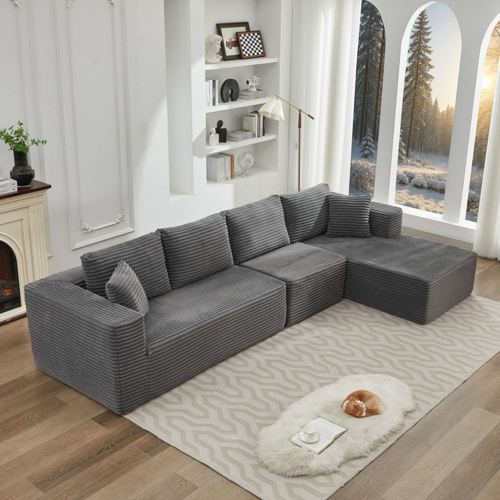 106 Cloud Sectional Couch L-Shape With Right Facing Chaise,Deep Seat Modern Modular Sofa For Living Room,No Assembly Required