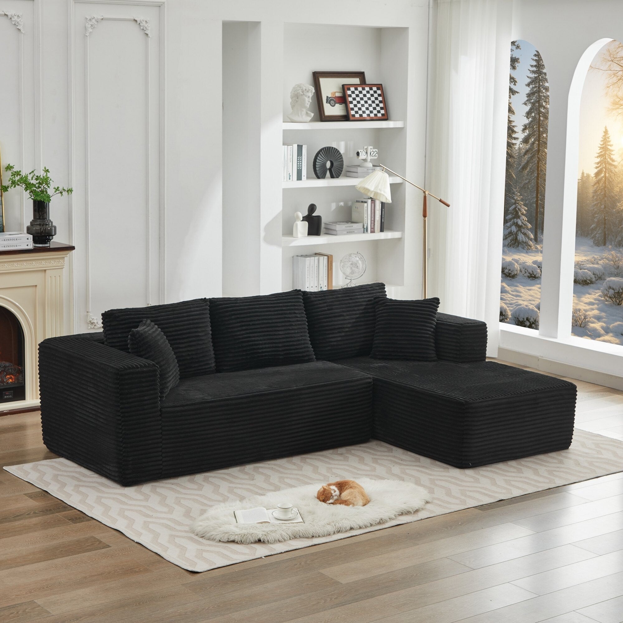 106 Cloud Sectional Couch L-Shape With Right Facing Chaise,Deep Seat Modern Modular Sofa For Living Room,No Assembly Required