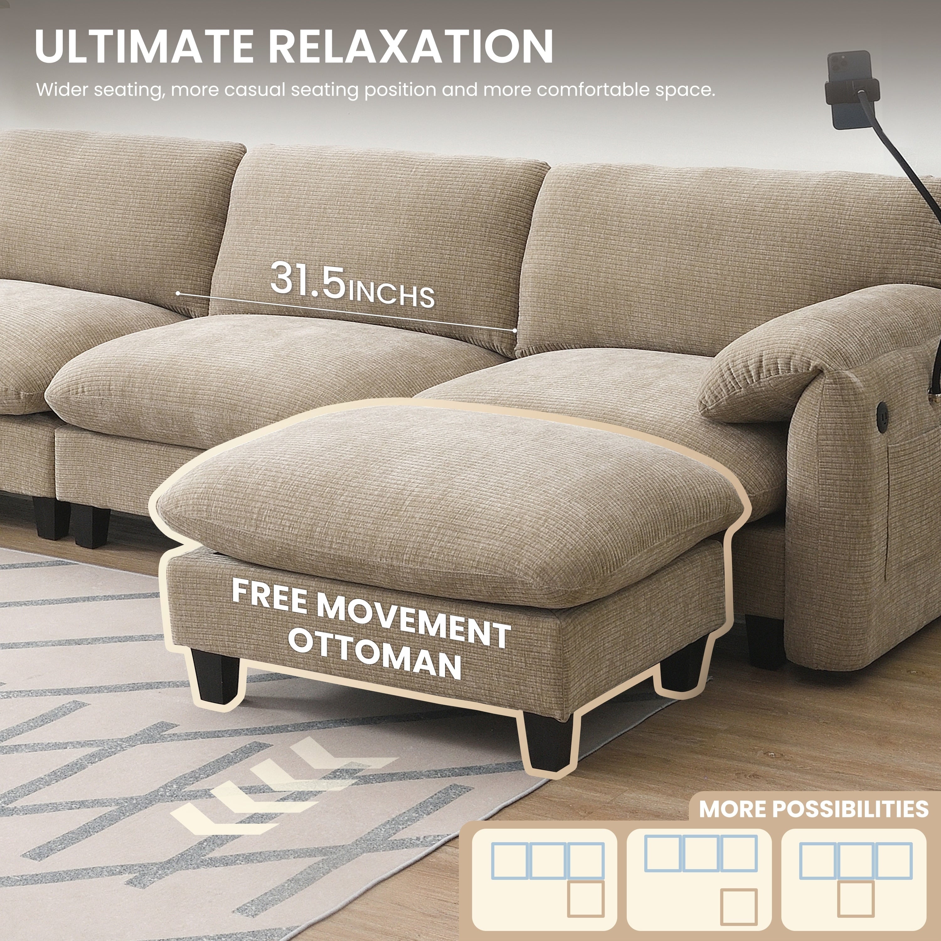 108 Inch Modular Sectional Sofa