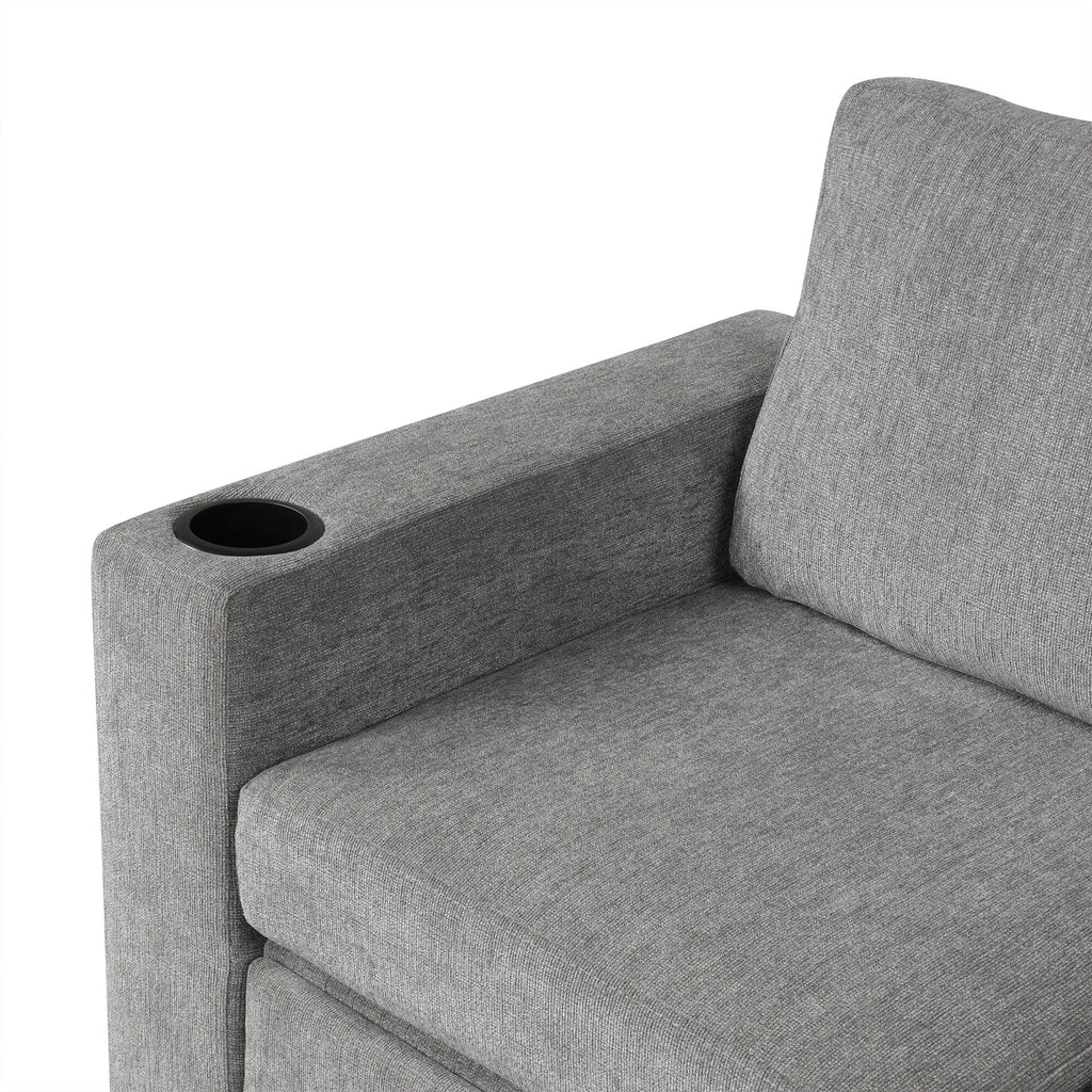 108 Inch Modular UâShaped Sectional Sofa with Pull Out Sleeper, USB Ports and Dual Cup Holders for Living Room