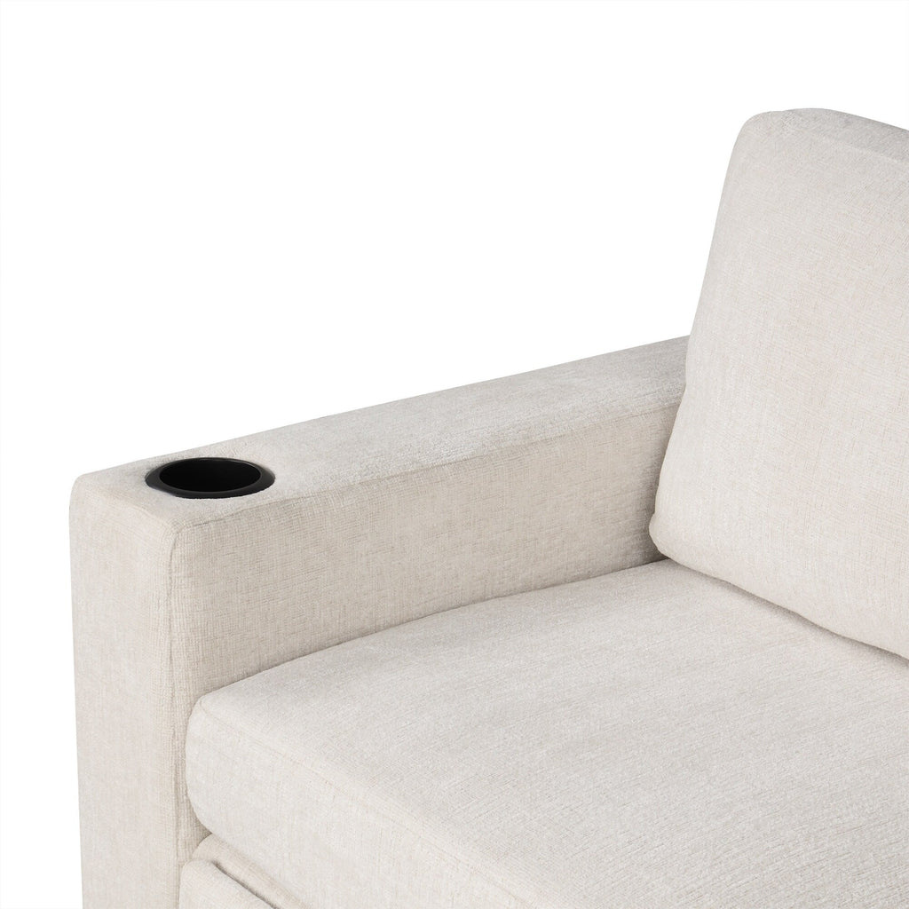 108 Inch Modular UâShaped Sectional Sofa with Pull Out Sleeper, USB Ports and Dual Cup Holders for Living Room