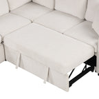 108 Inch Modular UâShaped Sectional Sofa with Pull Out Sleeper, USB Ports and Dual Cup Holders for Living Room