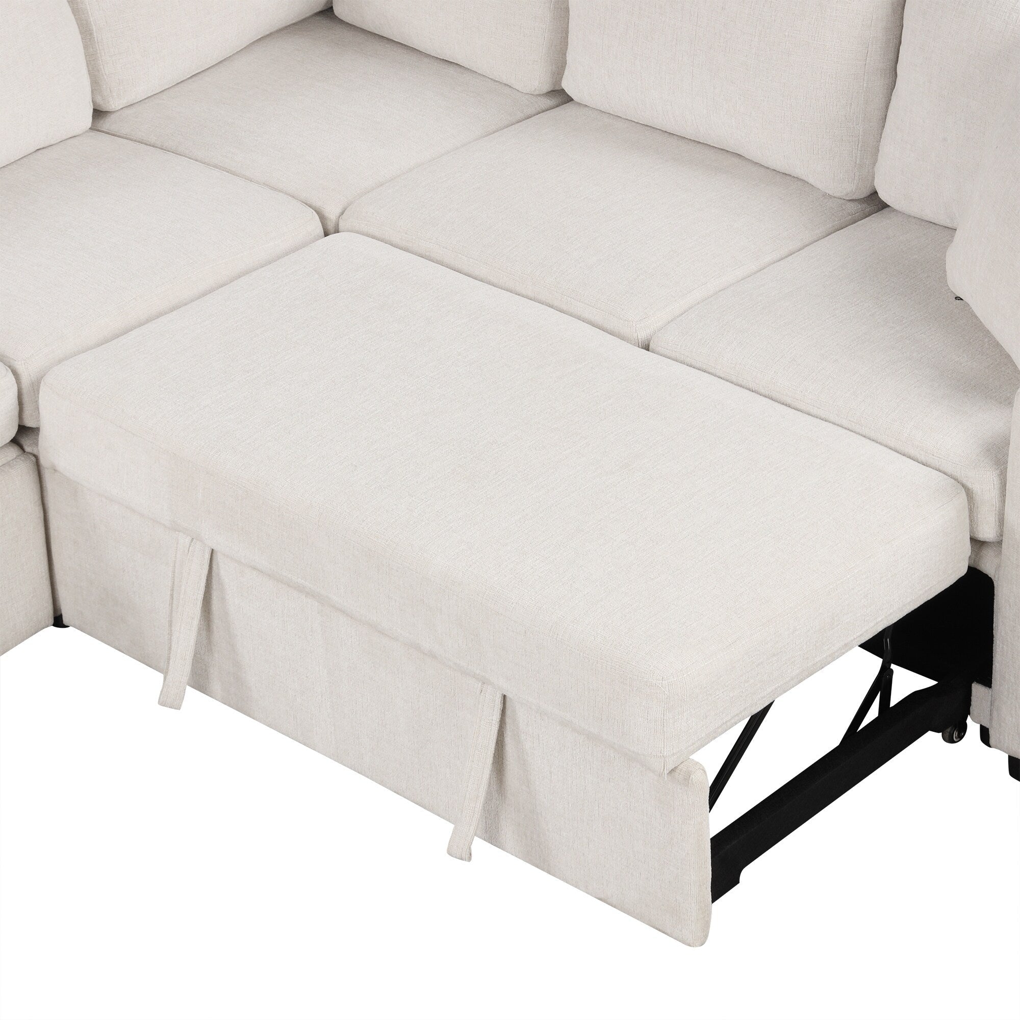 108 Inch Modular UâShaped Sectional Sofa with Pull Out Sleeper, USB Ports and Dual Cup Holders for Living Room