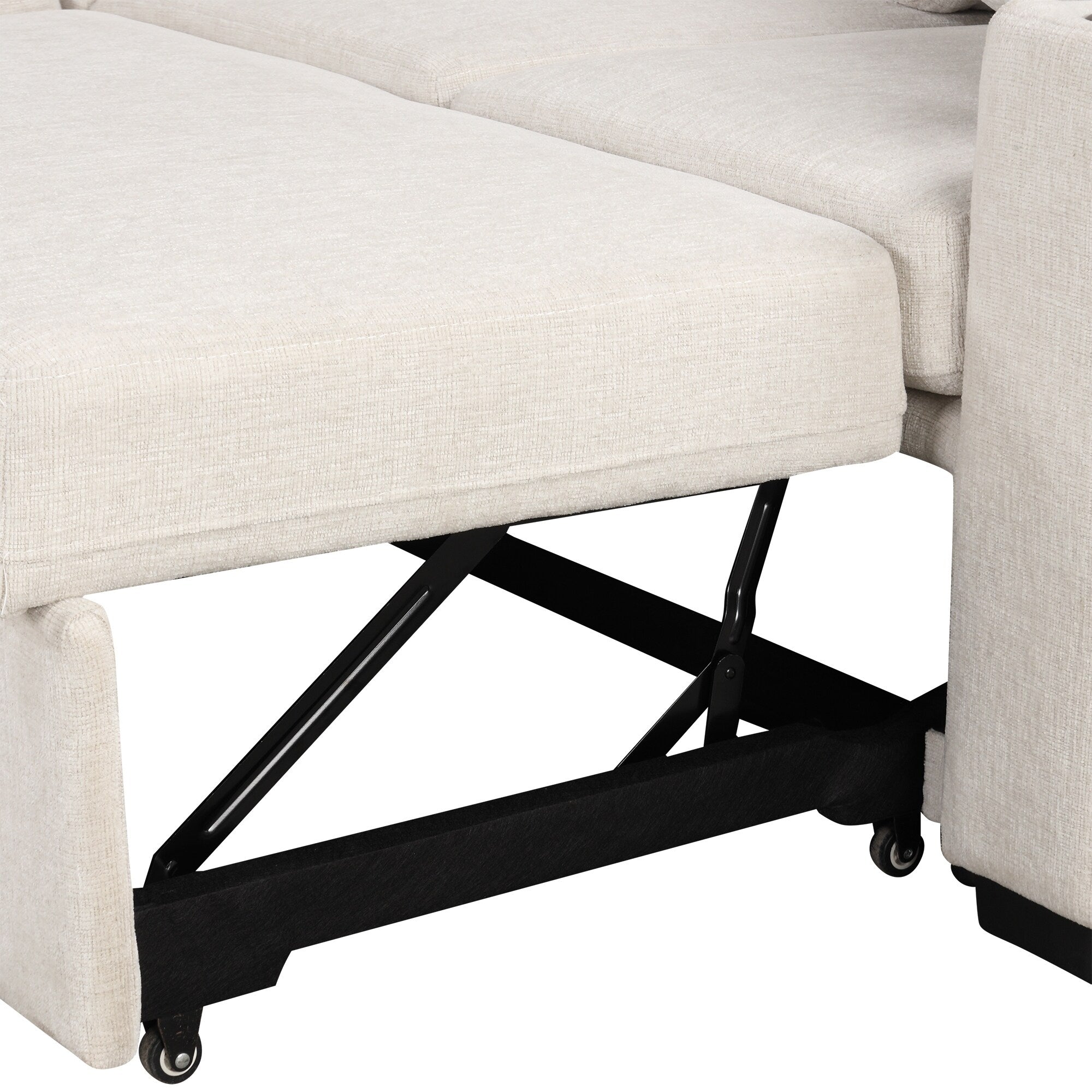108 Inch Modular UâShaped Sectional Sofa with Pull Out Sleeper, USB Ports and Dual Cup Holders for Living Room