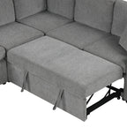 108 Inch Modular UâShaped Sectional Sofa with Pull Out Sleeper, USB Ports and Dual Cup Holders for Living Room