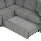 108 Inch Modular UâShaped Sectional Sofa with Pull Out Sleeper, USB Ports and Dual Cup Holders for Living Room