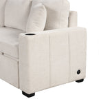 108 Inch Modular UâShaped Sectional Sofa with Pull Out Sleeper, USB Ports and Dual Cup Holders for Living Room
