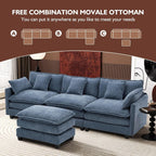 111.4 L-Shaped Cloud Sectional Sofa with Ottoman - 4-Seat Chenille Couch for Living Room