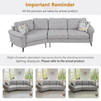 111 3 Seater Sofa Couch, Chenille Curved Sofa Couch with 2 Printed Pillows Modern Upholstered Sofa for Living Room