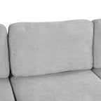 111 3 Seater Sofa Couch, Chenille Curved Sofa Couch with 2 Printed Pillows Modern Upholstered Sofa for Living Room