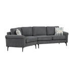 111 3 Seater Sofa Couch, Chenille Curved Sofa Couch with 2 Printed Pillows Modern Upholstered Sofa for Living Room