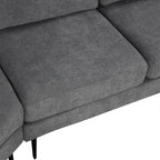 111 3 Seater Sofa Couch, Chenille Curved Sofa Couch with 2 Printed Pillows Modern Upholstered Sofa for Living Room