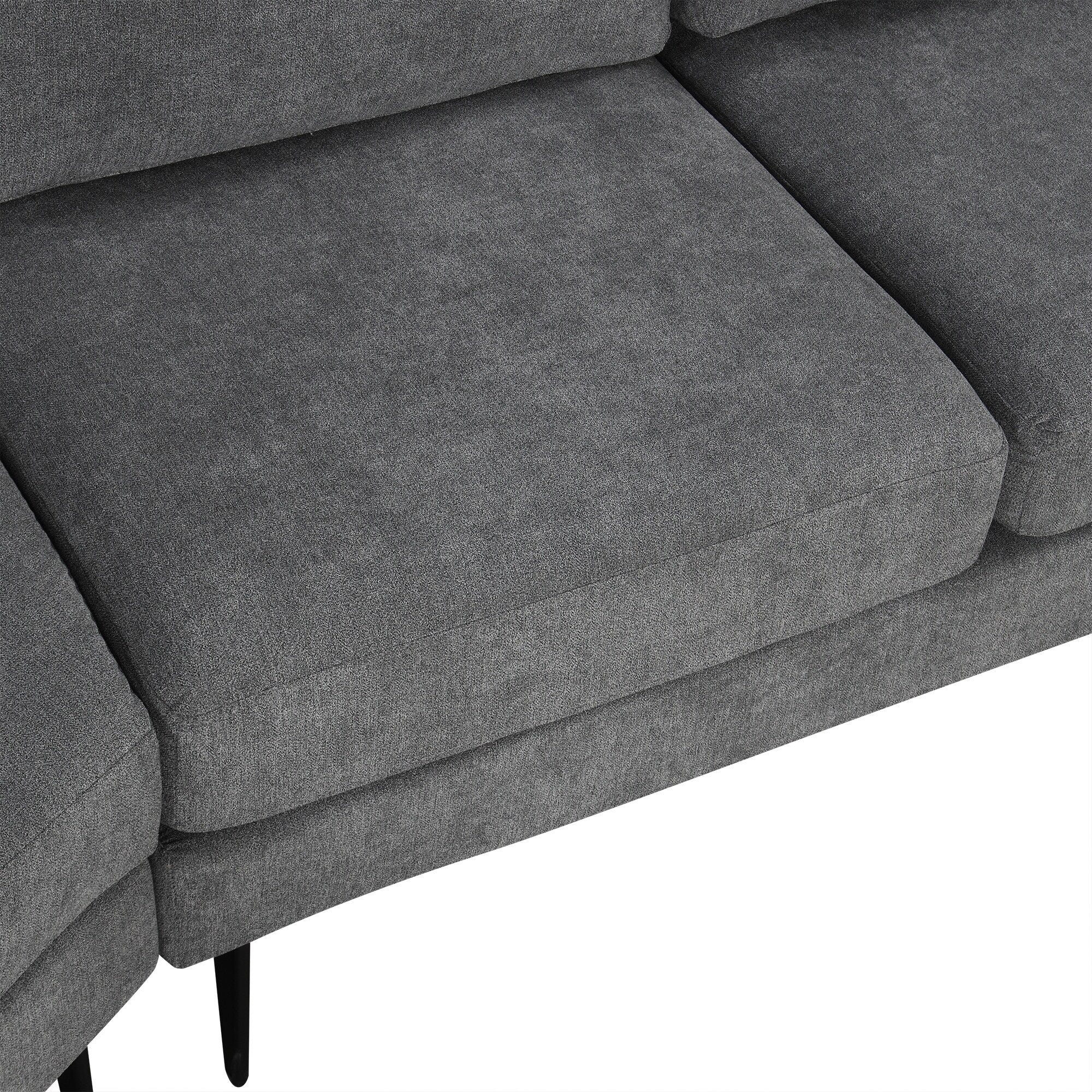 111 3 Seater Sofa Couch, Chenille Curved Sofa Couch with 2 Printed Pillows Modern Upholstered Sofa for Living Room