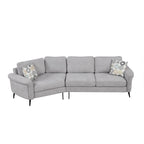 111 3 Seater Sofa Couch, Chenille Curved Sofa Couch with 2 Printed Pillows Modern Upholstered Sofa for Living Room