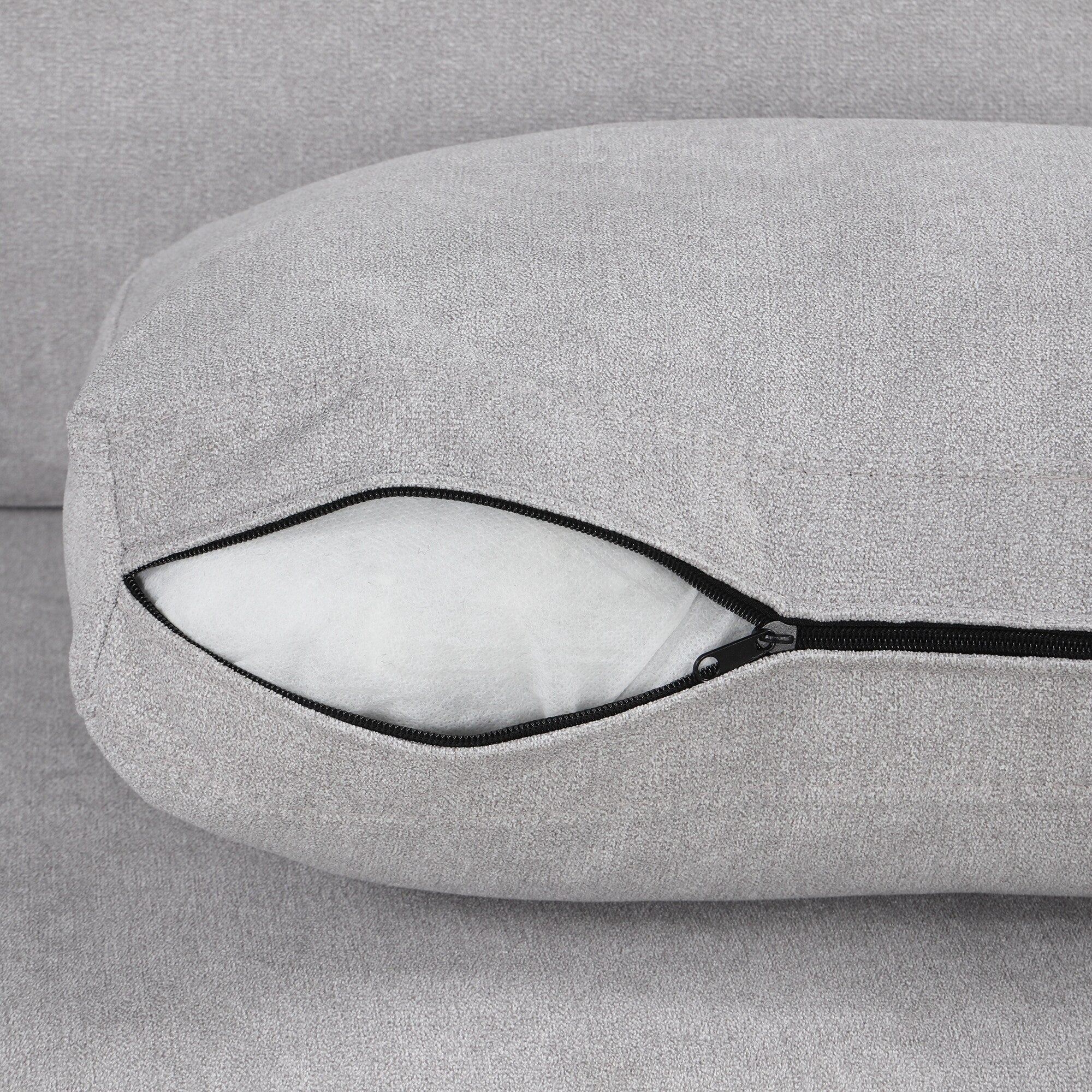 111 3 Seater Sofa Couch, Chenille Curved Sofa Couch with 2 Printed Pillows Modern Upholstered Sofa for Living Room