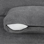 111 3 Seater Sofa Couch, Chenille Curved Sofa Couch with 2 Printed Pillows Modern Upholstered Sofa for Living Room