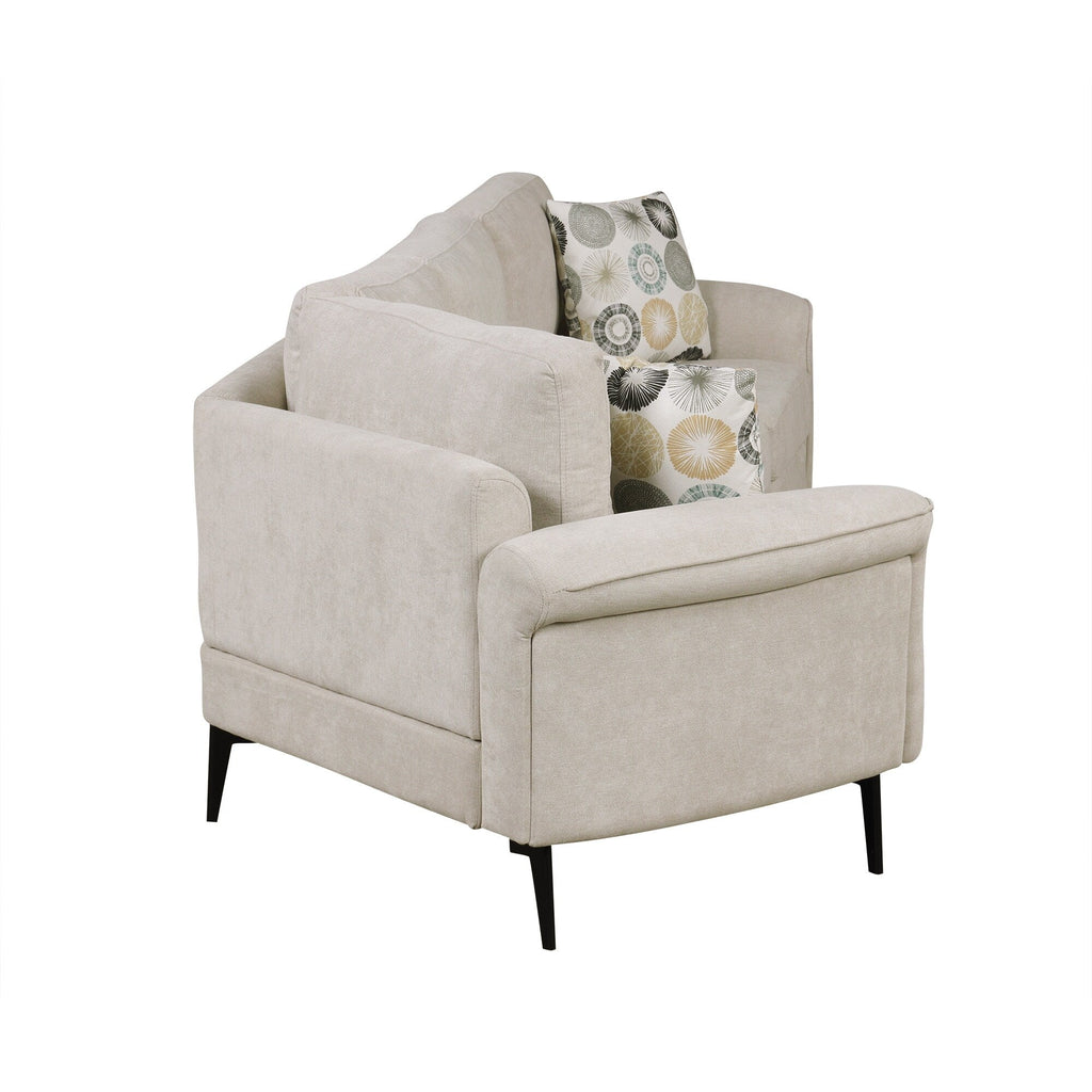 111 3 Seater Sofa Couch, Chenille Curved Sofa Couch with 2 Printed Pillows Modern Upholstered Sofa for Living Room