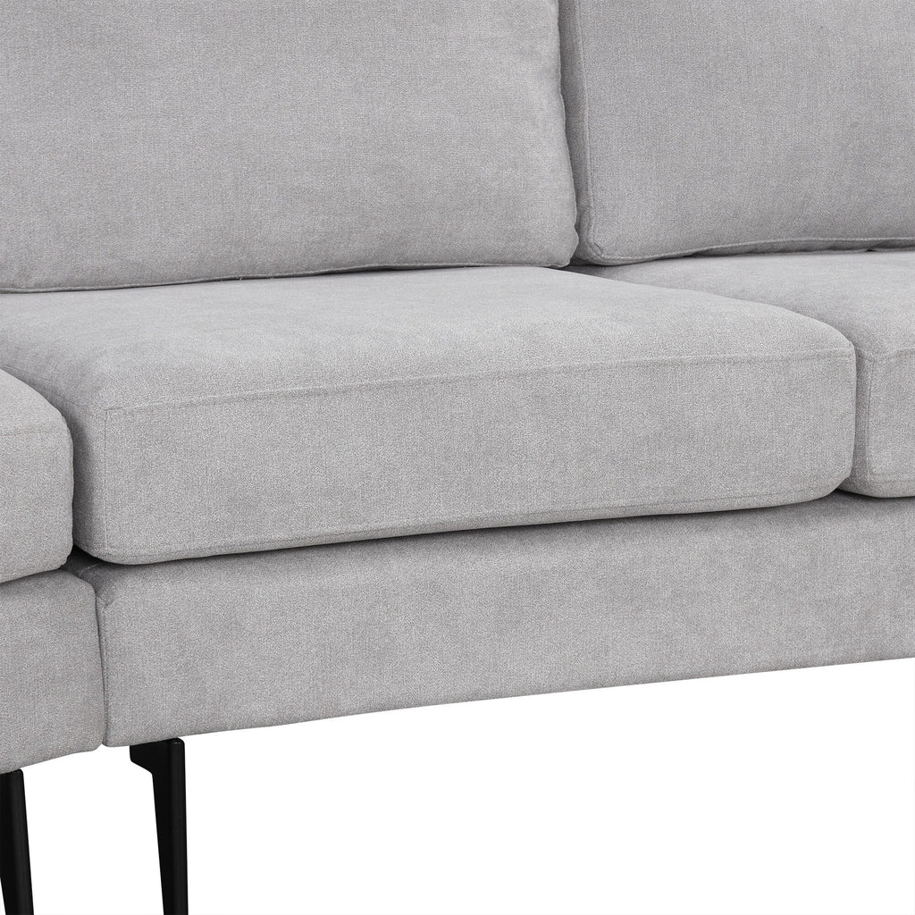 111 3 Seater Sofa Couch, Chenille Curved Sofa Couch with 2 Printed Pillows Modern Upholstered Sofa for Living Room
