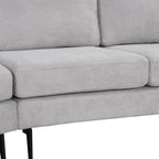 111 3 Seater Sofa Couch, Chenille Curved Sofa Couch with 2 Printed Pillows Modern Upholstered Sofa for Living Room