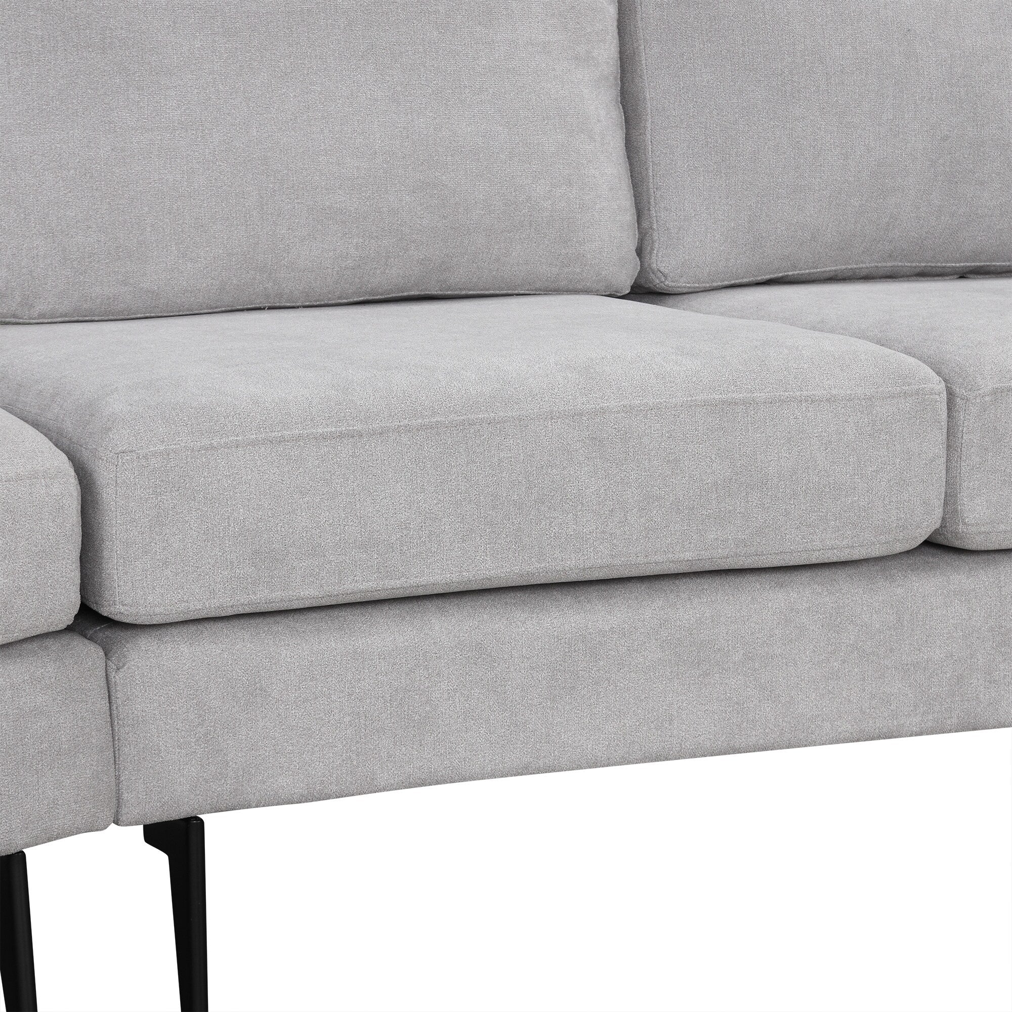 111 3 Seater Sofa Couch, Chenille Curved Sofa Couch with 2 Printed Pillows Modern Upholstered Sofa for Living Room