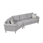 111 3 Seater Sofa Couch, Chenille Curved Sofa Couch with 2 Printed Pillows Modern Upholstered Sofa for Living Room