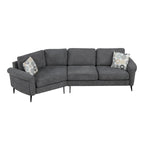 111 3 Seater Sofa Couch, Chenille Curved Sofa Couch with 2 Printed Pillows Modern Upholstered Sofa for Living Room