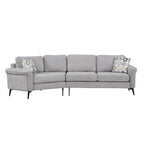 111 3 Seater Sofa Couch, Chenille Curved Sofa Couch with 2 Printed Pillows Modern Upholstered Sofa for Living Room