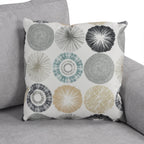 111 3 Seater Sofa Couch, Chenille Curved Sofa Couch with 2 Printed Pillows Modern Upholstered Sofa for Living Room