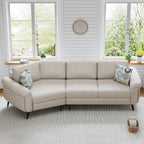 111 3 Seater Sofa Couch, Chenille Curved Sofa Couch with 2 Printed Pillows Modern Upholstered Sofa for Living Room