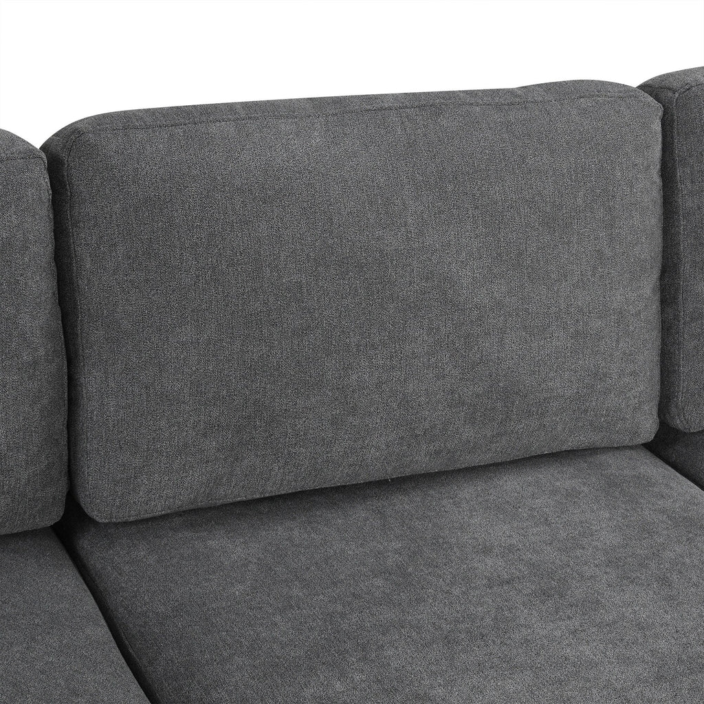 111 3 Seater Sofa Couch, Chenille Curved Sofa Couch with 2 Printed Pillows Modern Upholstered Sofa for Living Room