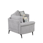 111 3 Seater Sofa Couch, Chenille Curved Sofa Couch with 2 Printed Pillows Modern Upholstered Sofa for Living Room